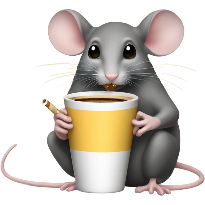 Mouse drink coffee eat cheese cigarette emoji