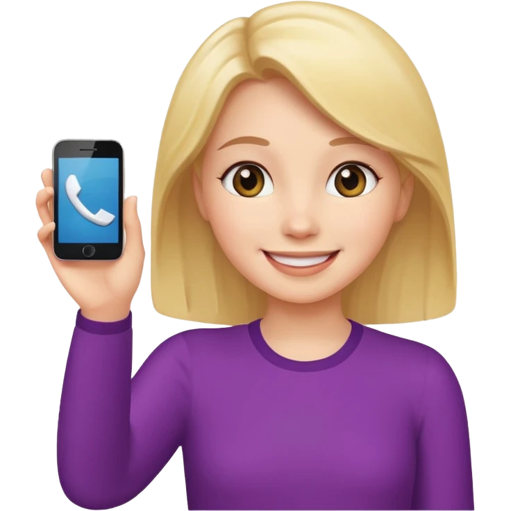 Girls saying bye with a phone on her hand  emoji