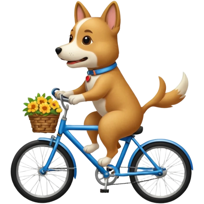 Dog wearing a godske on a bike emoji