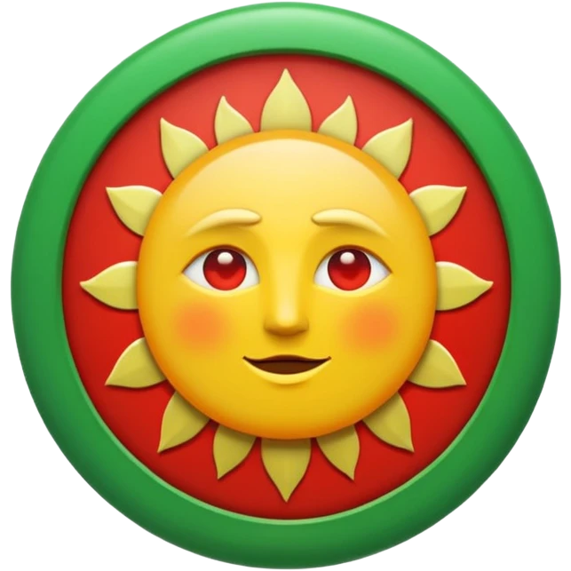 Oben rot Mitte weiß mit einer Sonne unten grün emoji