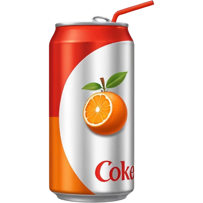 Diet Coke can style in orange with italian flag and orange fruit on the label and the can is orange with a red straw emoji