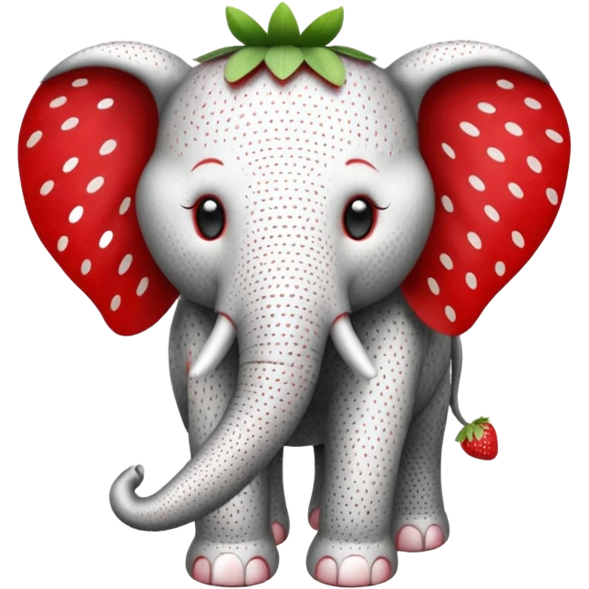 Make a  black and white strawberry elephant emoji