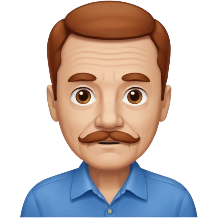 An elderly man with neatly styled reddish-brown hair, thick eyebrows, brown eyes, and a white mustache. emoji