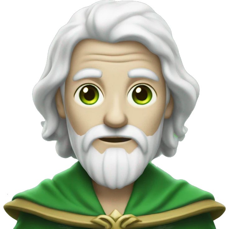 white-skinned wizard with green eyes in a green disguise emoji