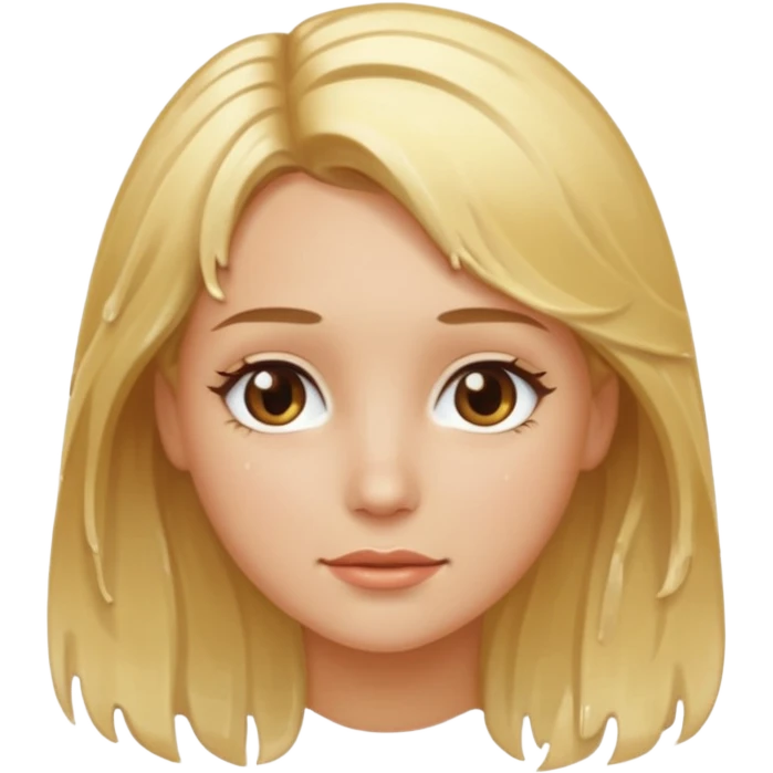 Chica saliendo de la ducha pelo rubi y ojos café, color de piel claro emoji