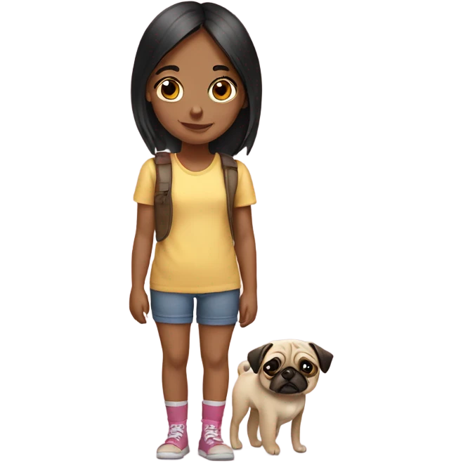 Niña con un pug emoji