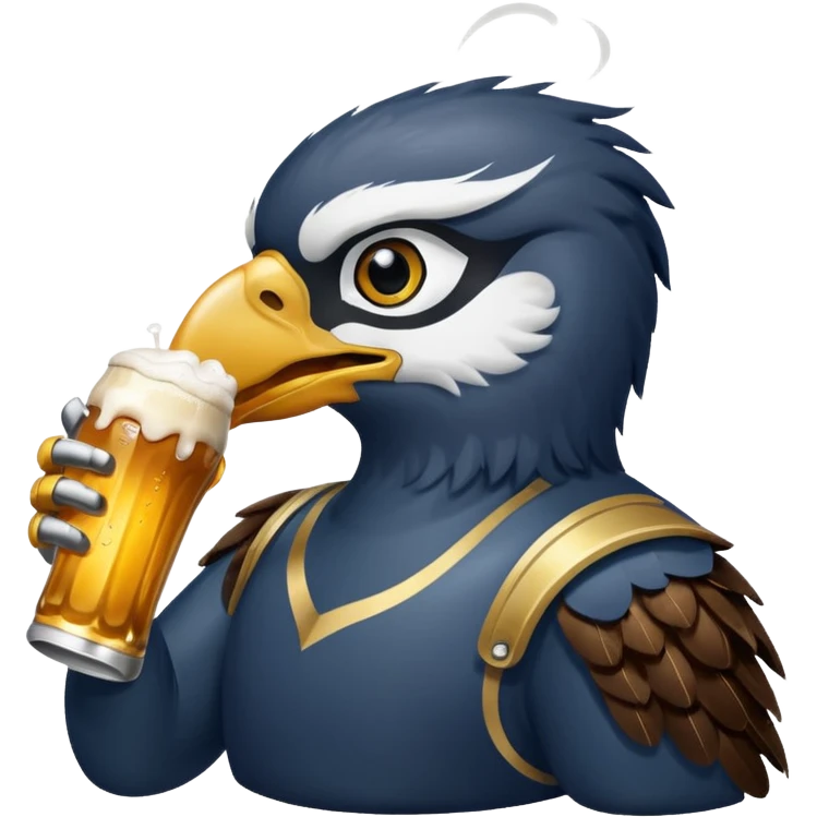 Seahawk bird drinking beer emoji