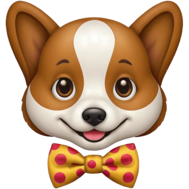 Dog clown with painted nose, bow tie emoji