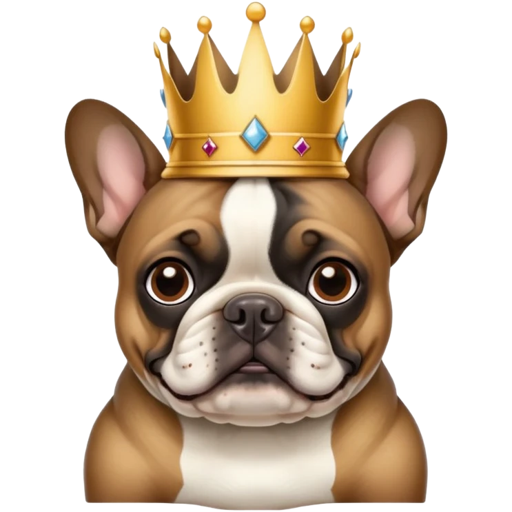 Black and brown frenchie wearing a king’s crown  emoji
