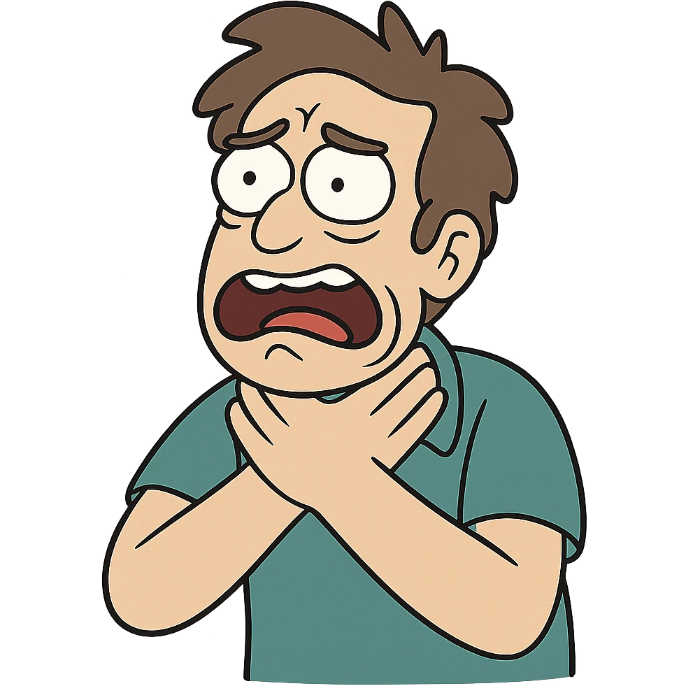 flat toon style hands at throat emoji