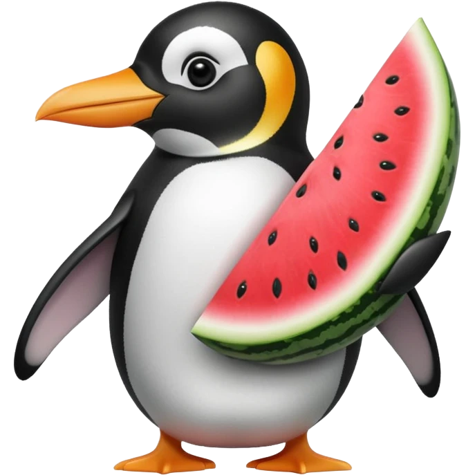 penguin who is eating watermelon emoji
