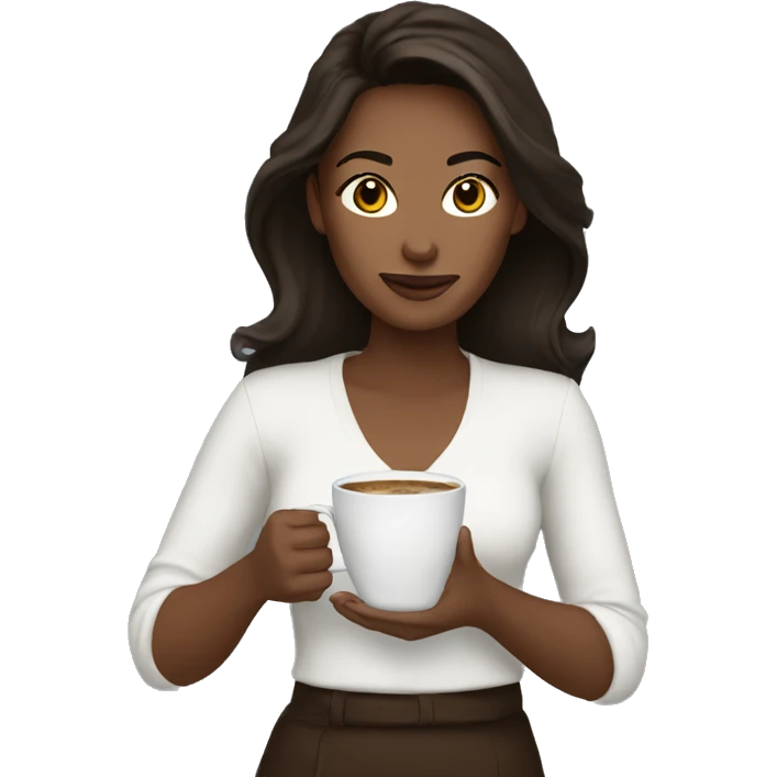 Brunette with Coffee emoji