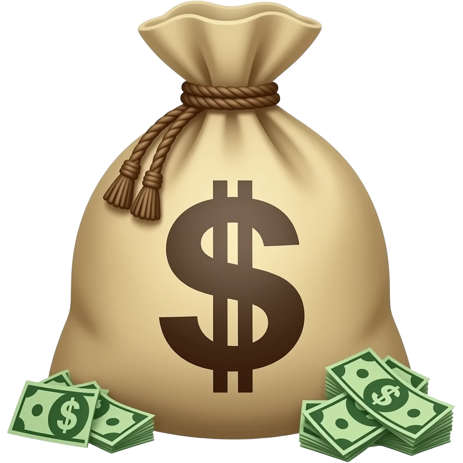 un llsa de dinero mirando a la cámara emoji