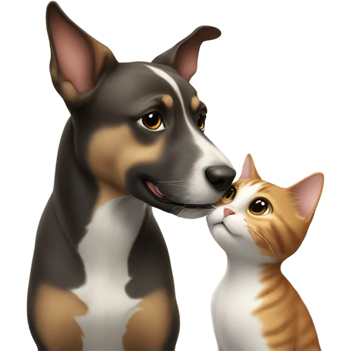 Dog and cat kiss emoji