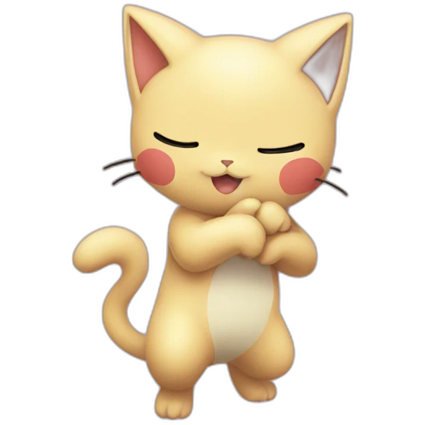 Pokémon Mew sending hug emoji