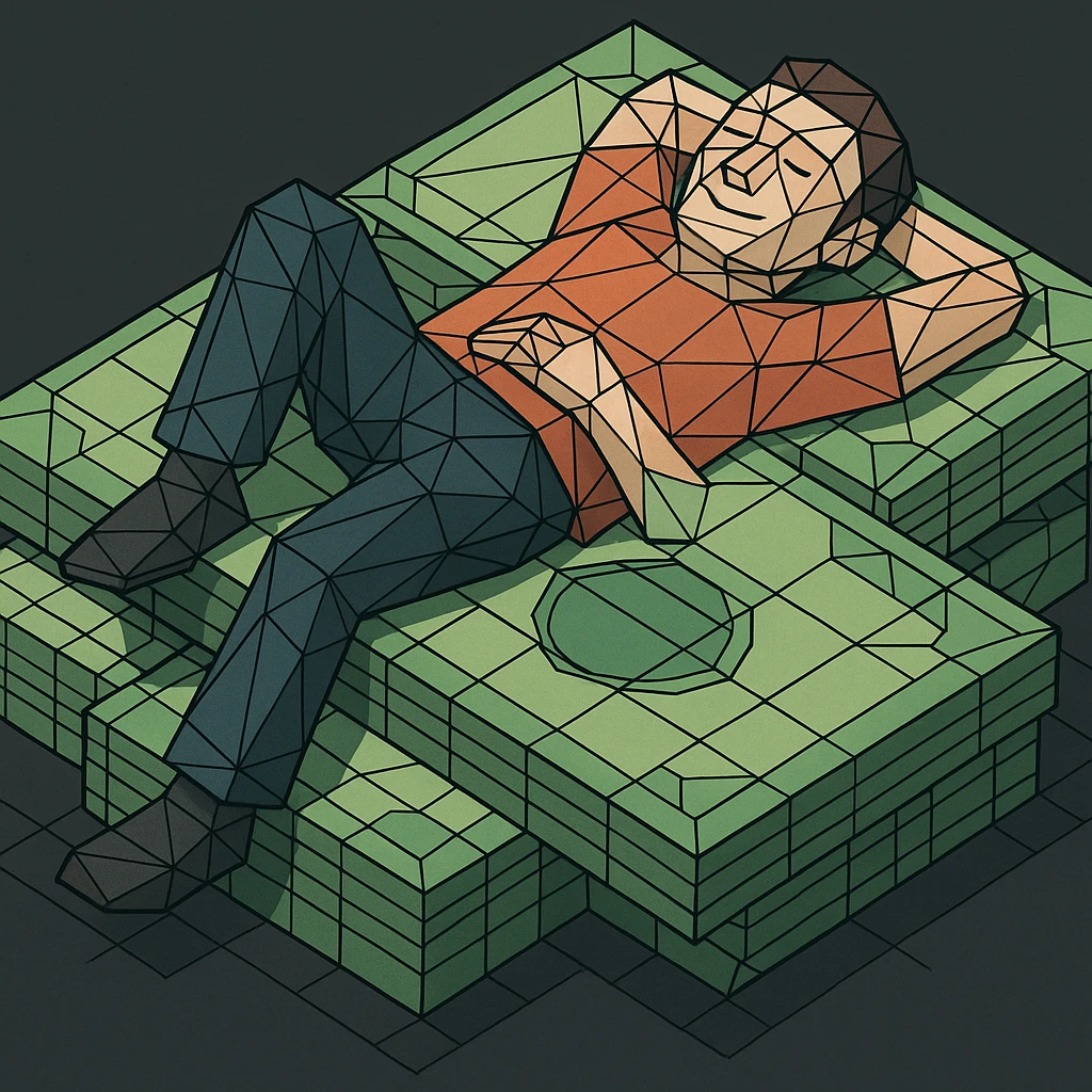 happy person napping on mattress of money emoji