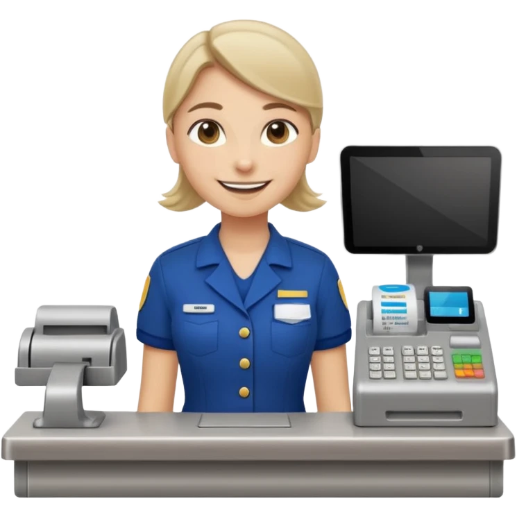 supermarket employee at a cash register, full body emoji