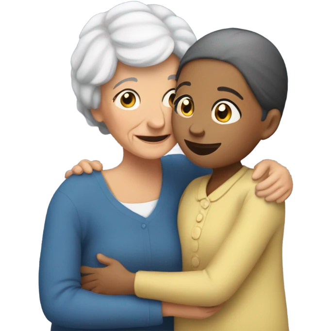 Grandma huggings with a girl emoji