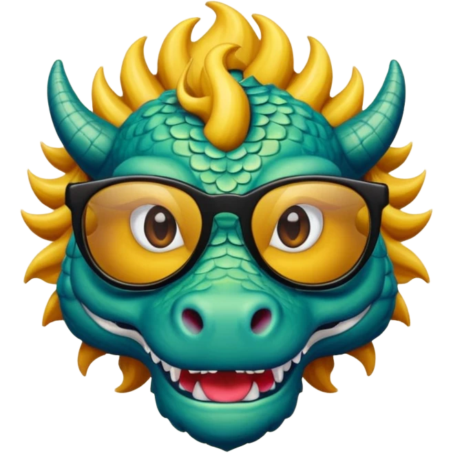 Un dragón con LENTES DE SOL CABELLO COLOCHO Y CON FLOW emoji