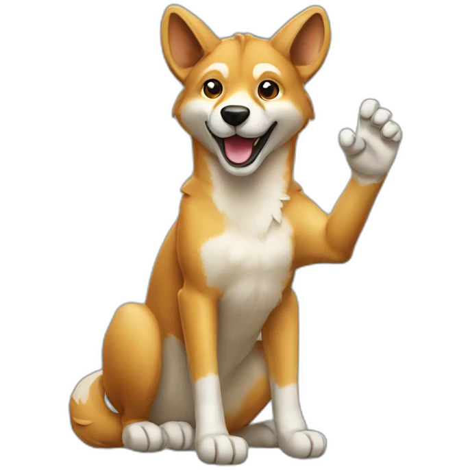 A dingo waving hi emoji