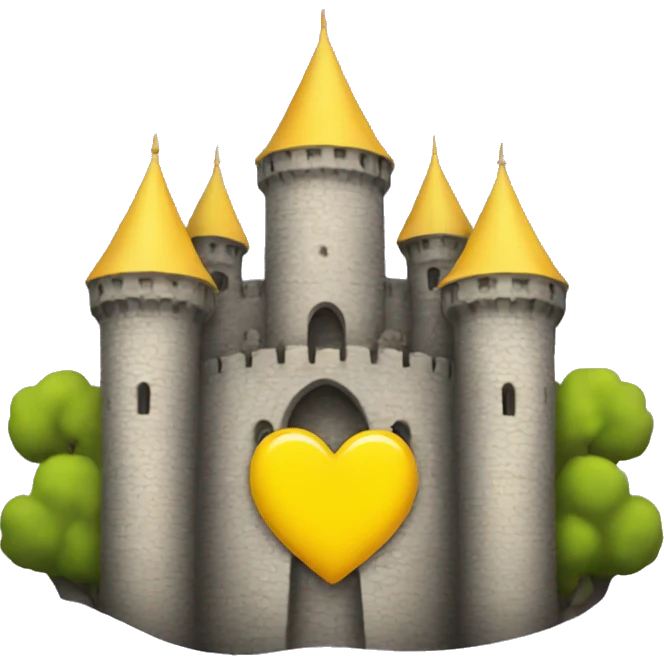 A yellow heart with a castle in the middle of it emoji