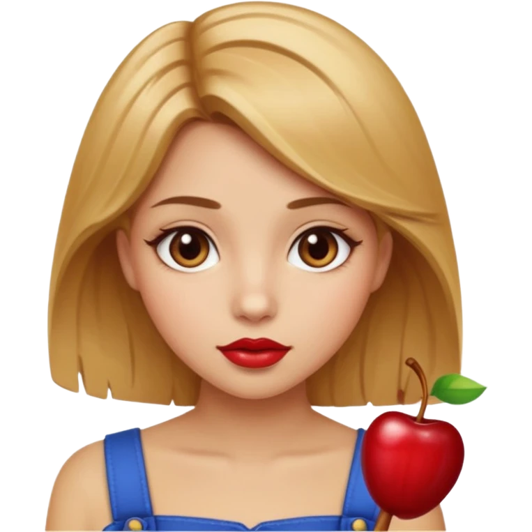 فتاة شعرها اشقر كراميلي عيونها بنية وبشرتها بيضاء وشفتها كرزية  emoji