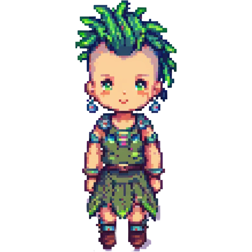 girl with a mohawk, pixel art style emoji