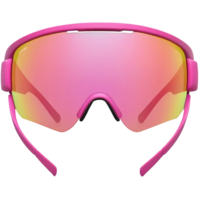 sporty pink shield visor sunglasses with chunky oversized frame, athletic design, sturdy thick appearance, one-piece lens emoji