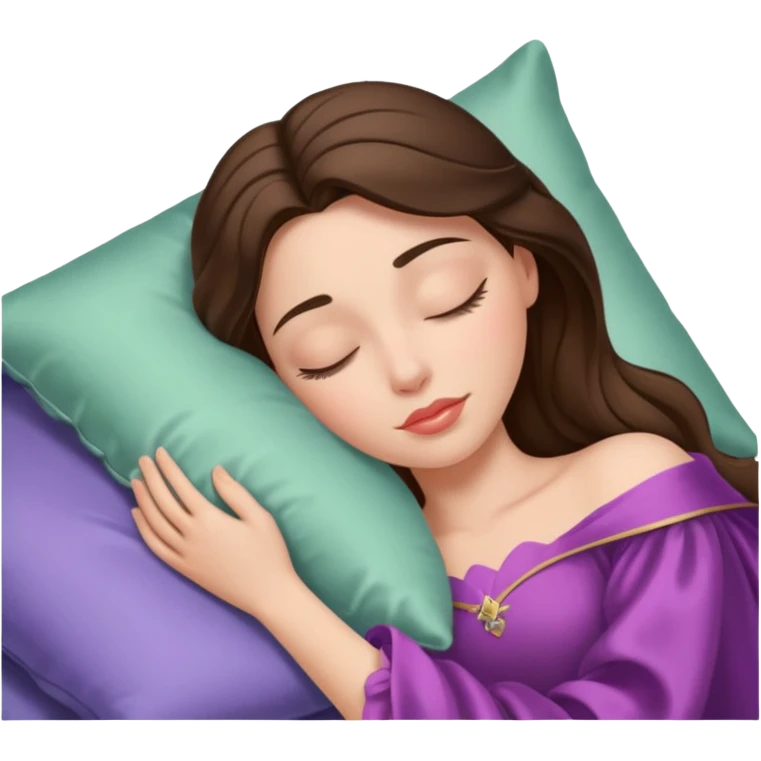 sleeping beauty brunette white girl with a silk pillow emoji