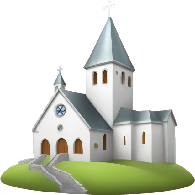 church and a castle on hill emoji