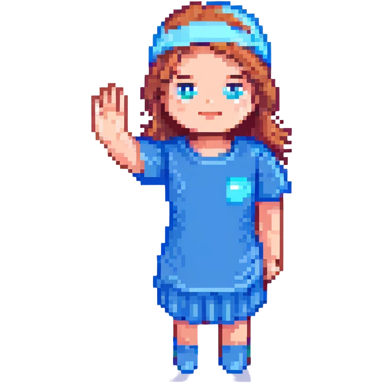3D face of an activist girl waving her hand in a blue T-shirt emoji