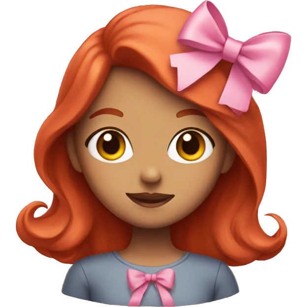 girl with red hair and two pink bows emoji