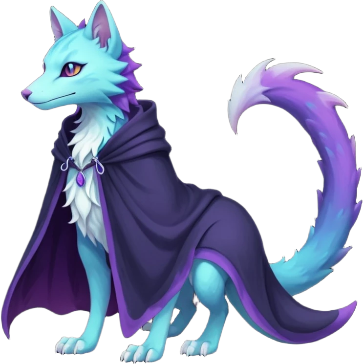 Kawaii dark gloomy bio-luminescent abyssal colorful edgy fantasy ethereal feline-vernid-sergal-fursona animal creature with a tufted tail full body emoji