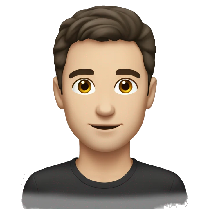 young caucasian man, dark brown hair, shaved elegant emoji