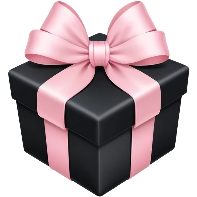 Realistic black gift box with light pink bow emoji