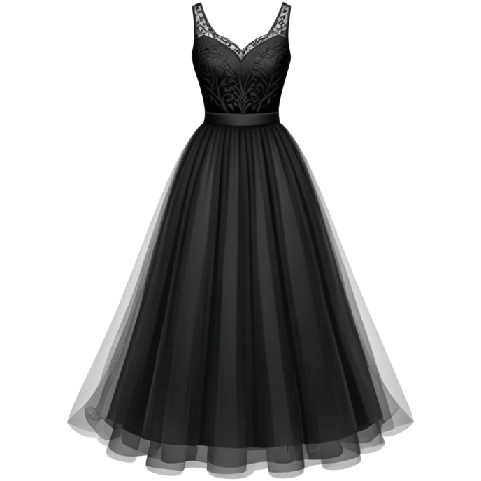 black dress, isolated, tulle skirt emoji