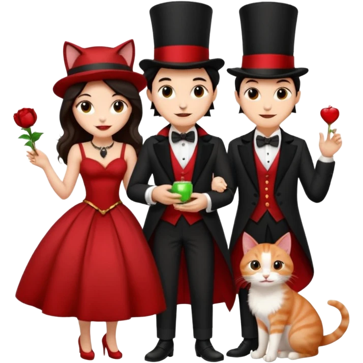 magician couple and their pet cat emoji