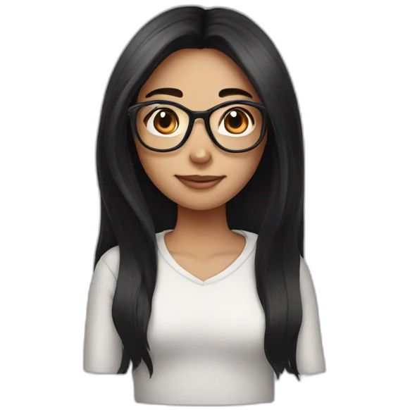 girl with long black hair with glasses  emoji