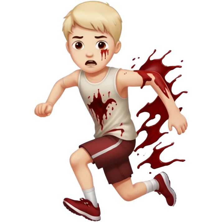 Young boy with blood running down his face  emoji