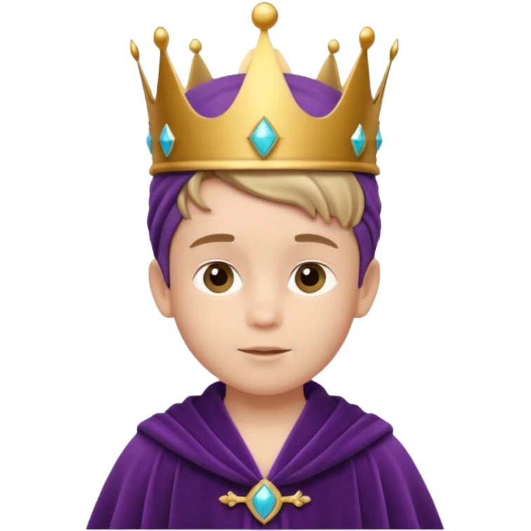 Royal Kid boy with fancy crown head 3d face emoji