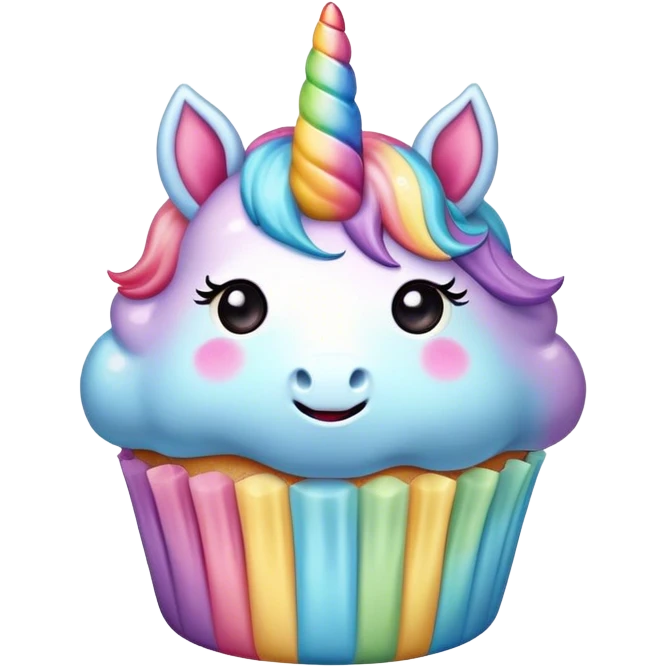  cute puffy pastel rainbow unicorn cupcake emoji