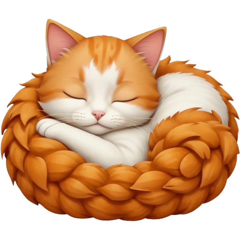 ginger and white small cat sleeping in funny position emoji
