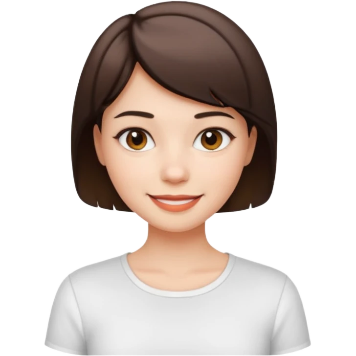 Gadis cantik, rambut pendek, baju putih emoji