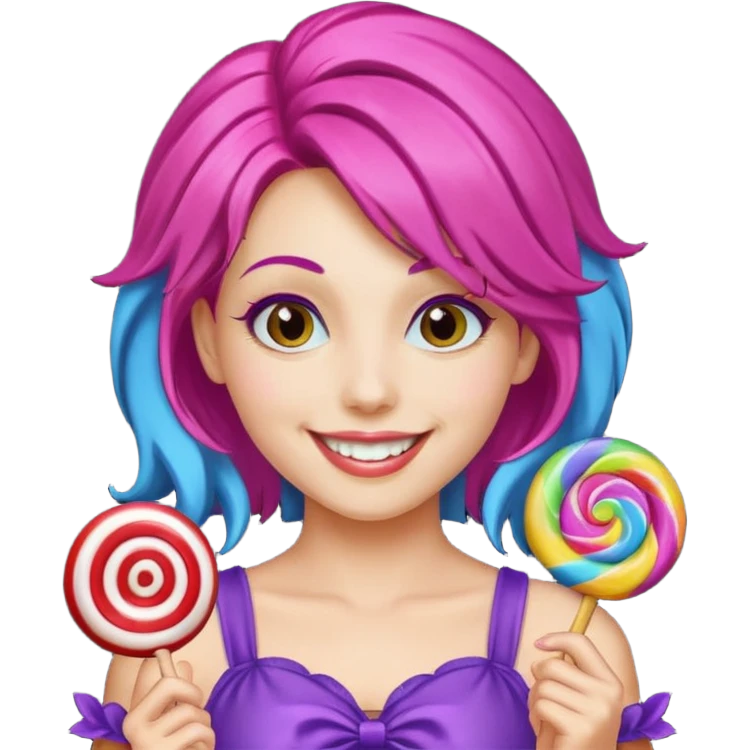 colorful hair woman with candy costume emoji