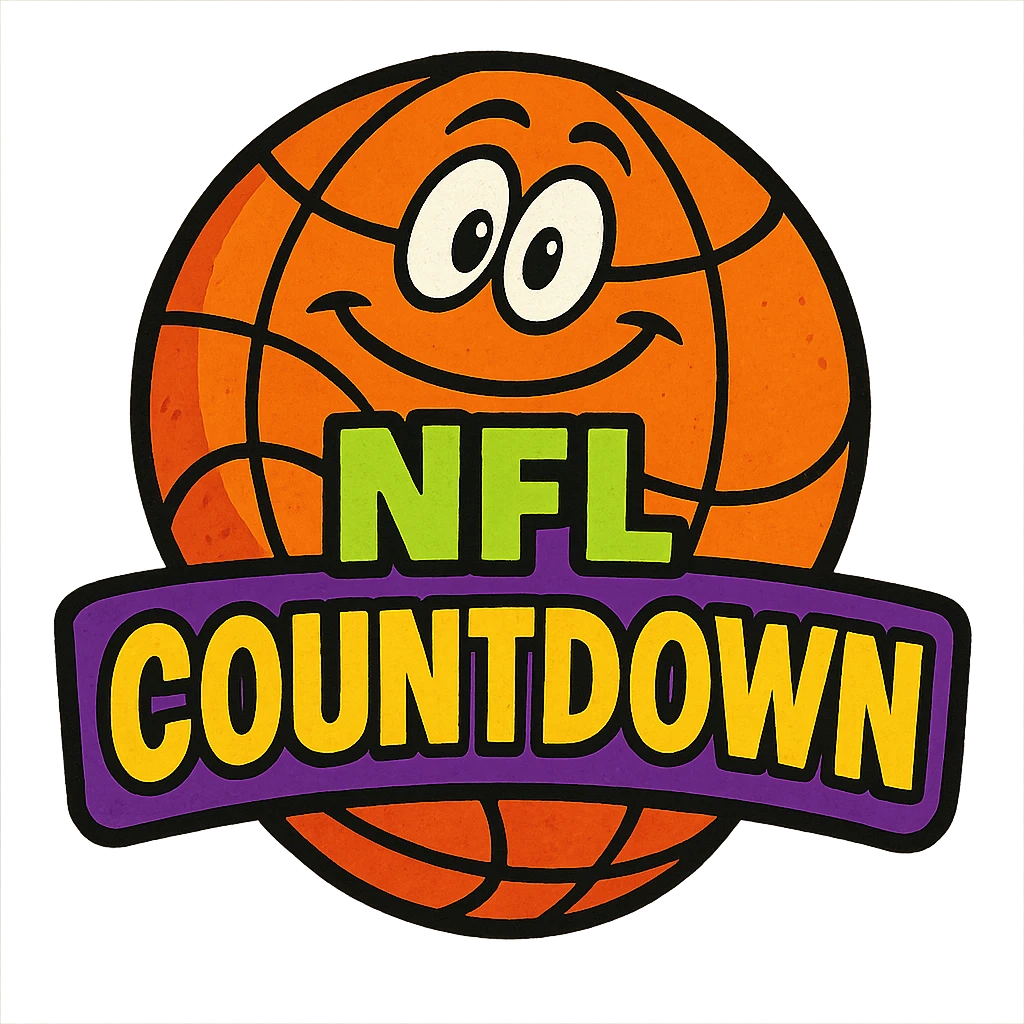cartoon basketball with 'NFL Countdown' text integrated, vibrant colors in vibrant toon style emoji