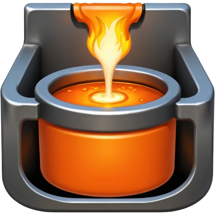 The crucible pours out metal, factory. emoji