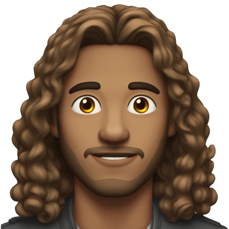 32 years old guy with long brown hair, nose and ears piercing rings emoji