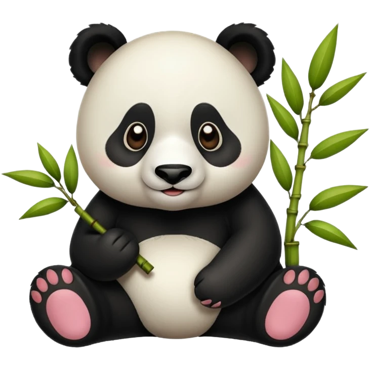 Tatlı kahverengi ve beyaz panda bambulu emoji