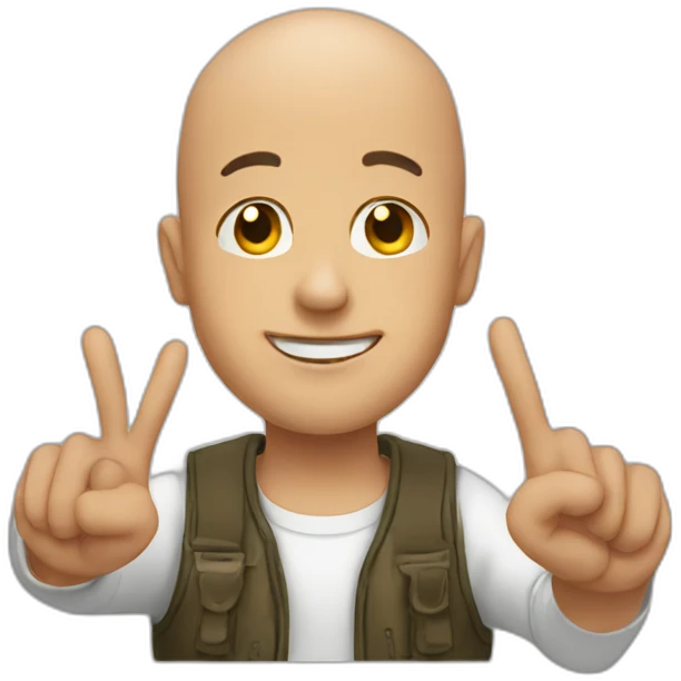 bald guy doing peace sign emoji