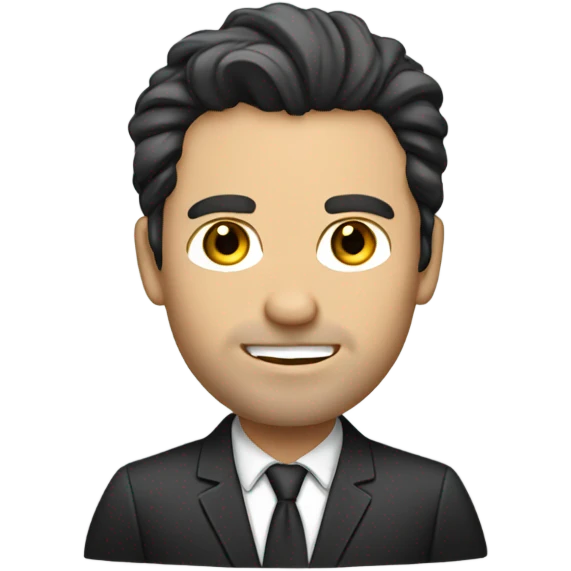 caucasian businessman black messy straight hair emoji